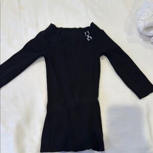 Black Ribbed Sweater with Button Detail